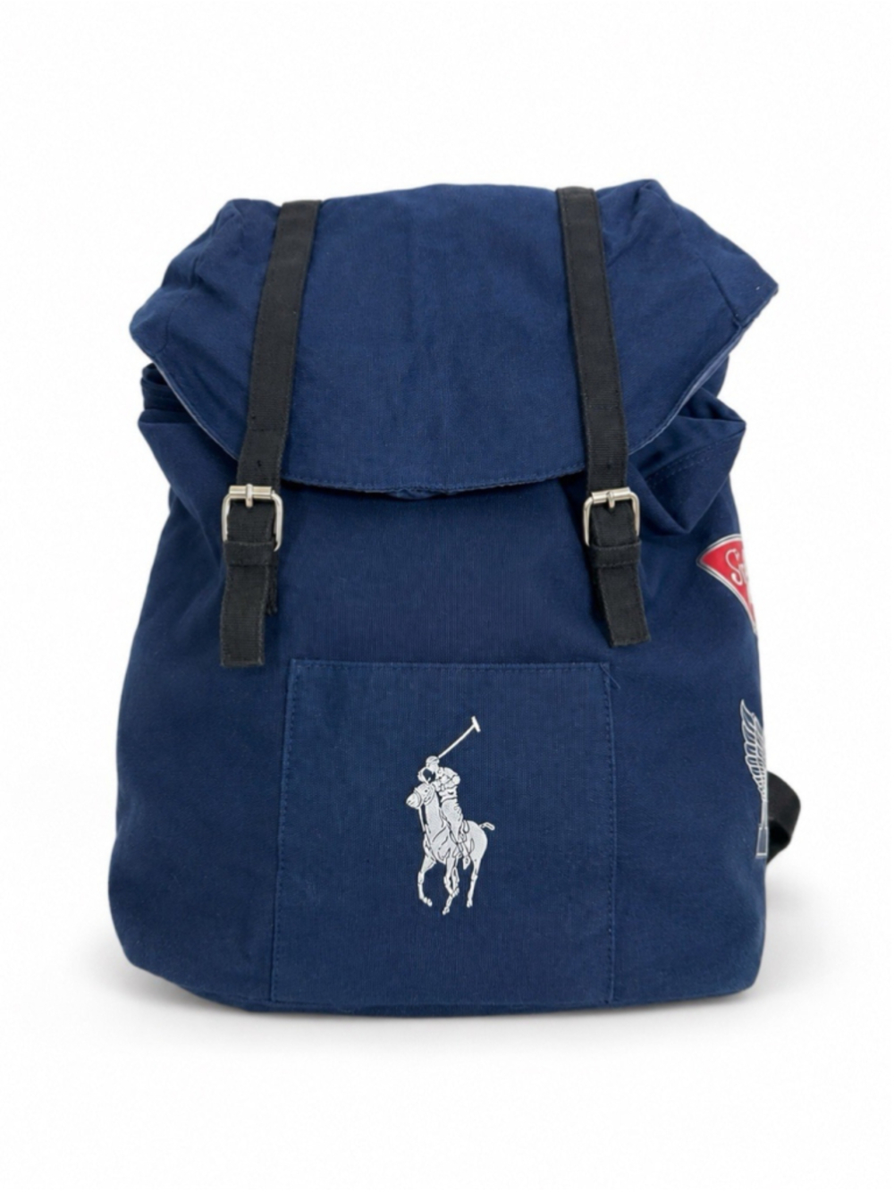 Ralph Lauren Canvas Backpack Unisex Logos Preppy Academic School Old Money Blue
